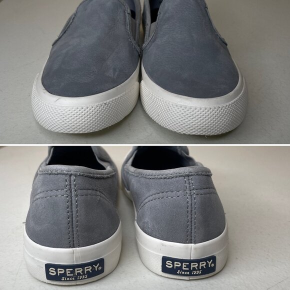 Sperry Gray Suede Slip-On Twin Gore Sneakers SIze 5 - Picture 5 of 16
